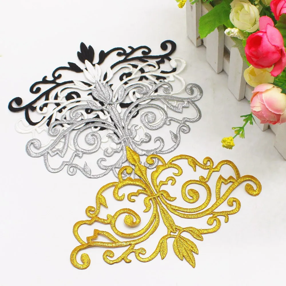 Аппликация с помощью утюга золотые вышитые нашивки аппликация Budges для косплея