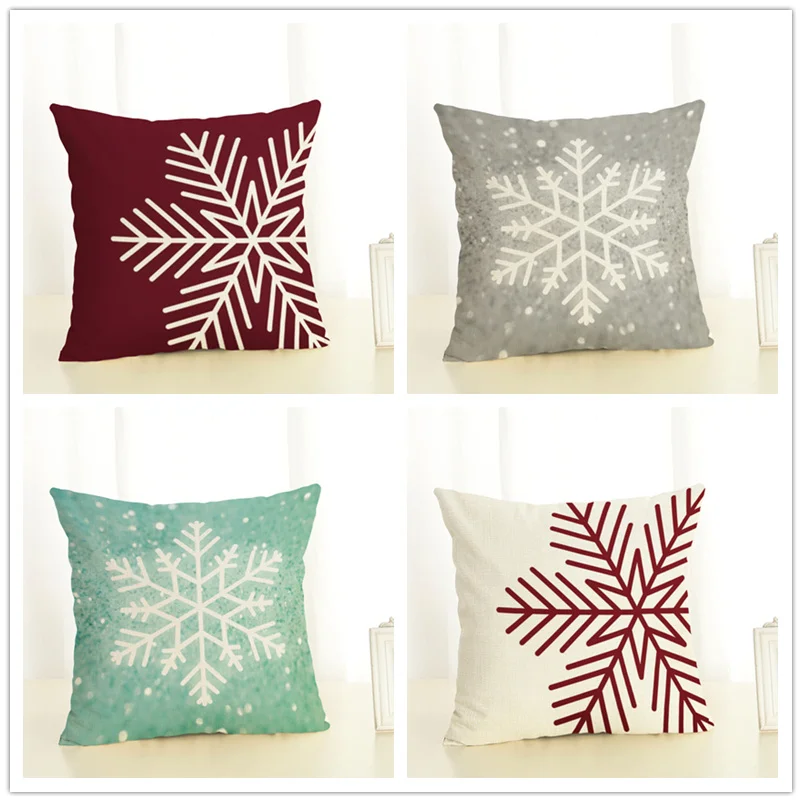 Веселая Рождественская Снежинка напечатанная наволочка вечерние диванные