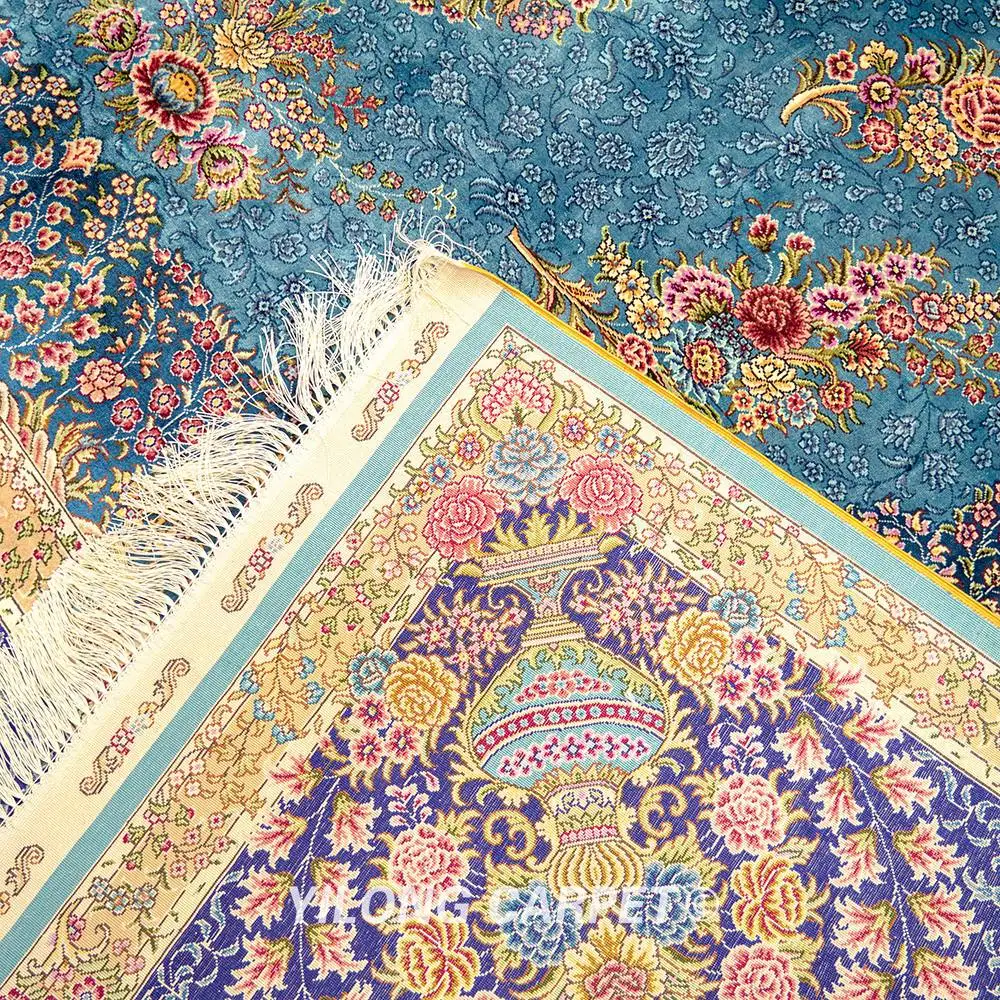 8 'x 10' большой размер гостиная синий персидский ручной работы Hereke шелковый