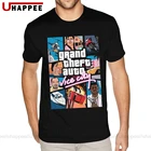 Мужская хлопковая футболка с вырезом лодочкой, серый Принт Grand Theft Auto Vice City