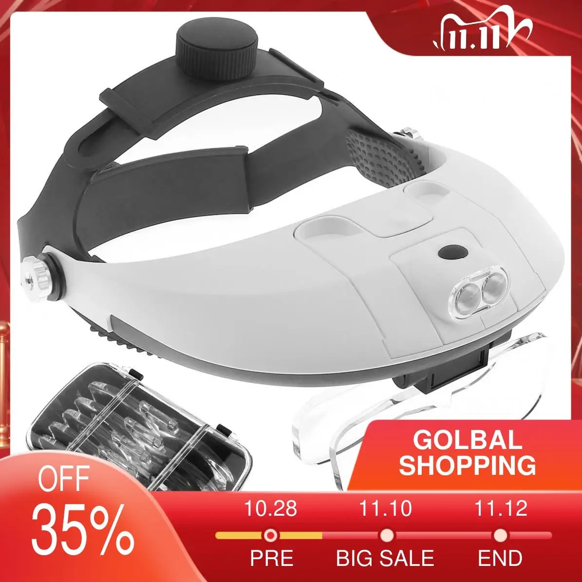 Регулируемый оголовье 5 линз бинокли Лупа 2LED ремонт ювелирных изделий Чтение