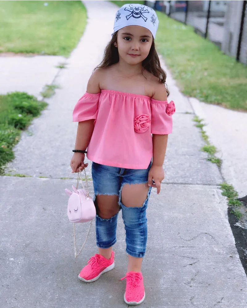 Комплект одежды из 2 предметов для девочек детская рубашка и штаны Топ с