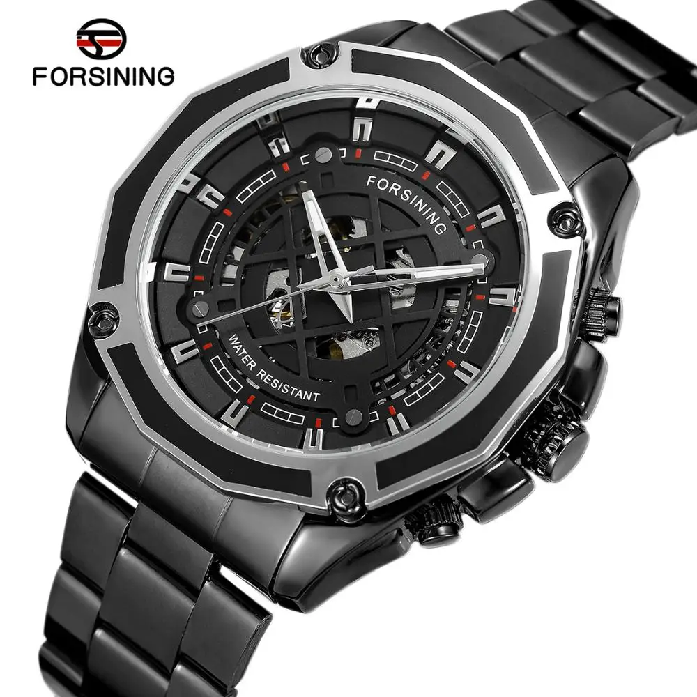 Часы наручные Forsining Мужские автоматические комбинированные прозрачные