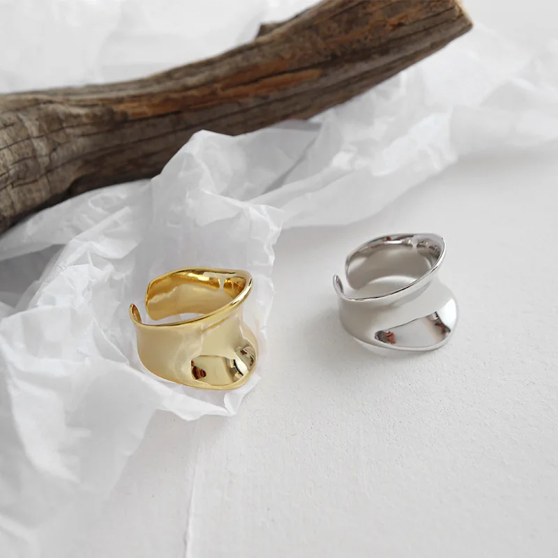 925 Sterling Silver Retro INS Style Smooth Women's Rings - Adjustable Romantic Large Antique Finger Anillos image 3