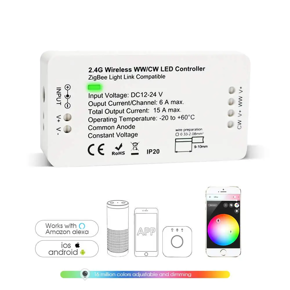 Умный домашний Zigbee диммер CCT контроллер полосы работы с Alexa Echo Plus Hue Bridge lighttify Hub Smart