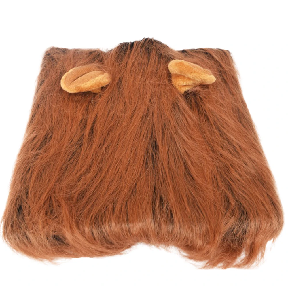 With ear (74cm) Милая одежда для косплея для собак, кошек, Львов, костюм для преображения гривы, теплый парик для больших собак, вечерние украшения с ушками, аксессуары для домашних животных - Цвет: With ear (74cm)