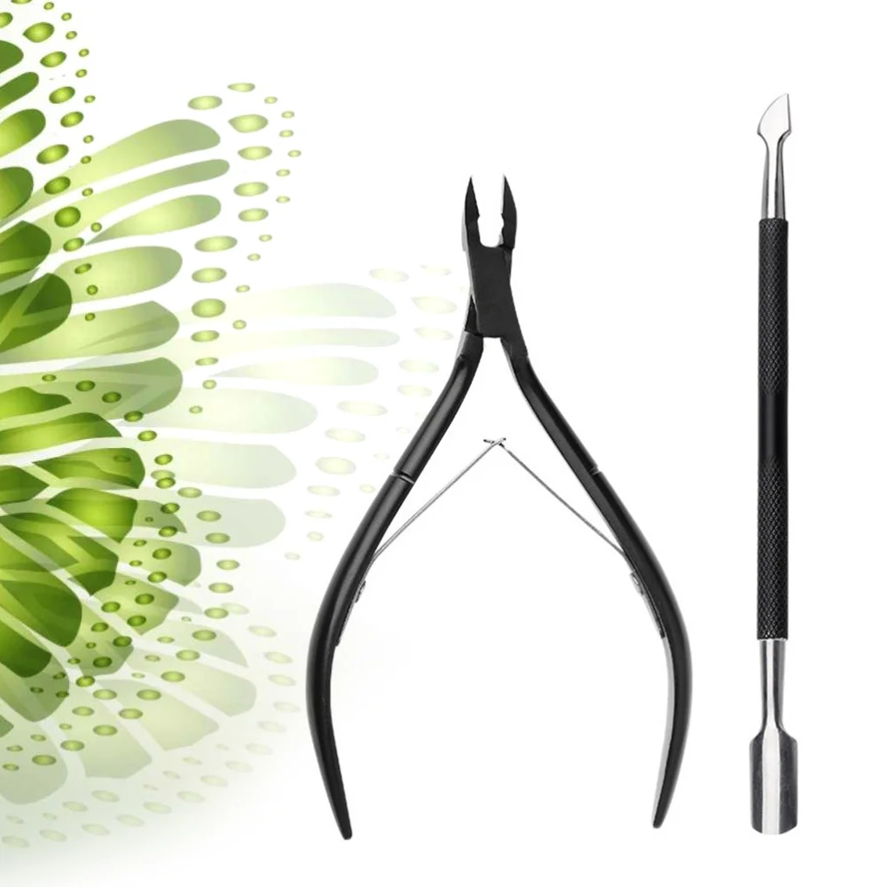

2pcs Fingernails Trimmer Stainless Steel Toenails Cuticle Nippers Nail Pusher