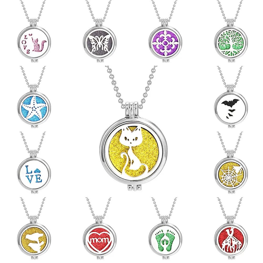 Новое ожерелье для ароматерапии с милой кошкой из нержавеющей стали Открытый