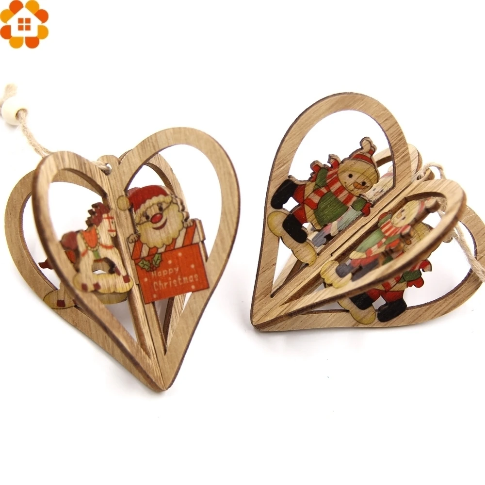 1 шт. 3D Рождественский деревянный кулон украшения для рождественской вечеринки