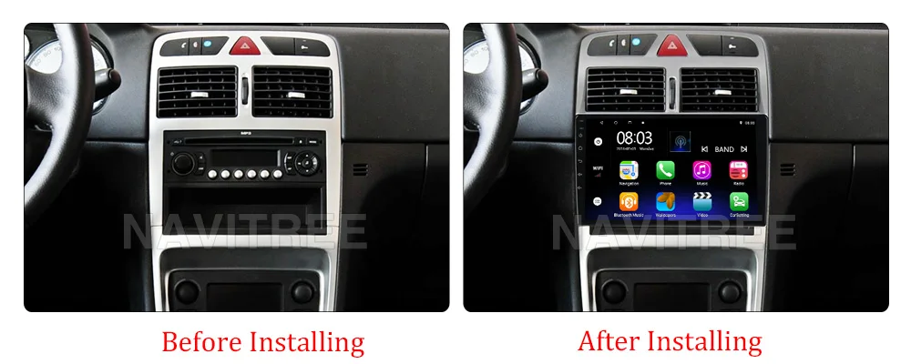Автомагнитола NaviTree Android9.0 для peugeot 307 307CC 307SW 2004-2013 WiFi Bluetooth gps навигация