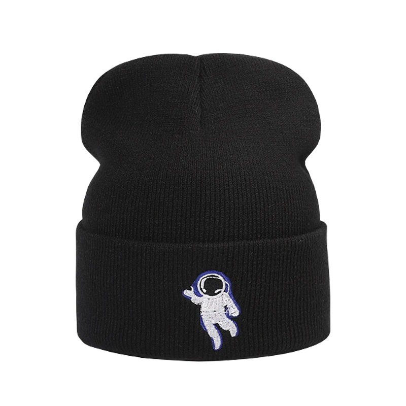 

Women's knitted cute Astronaut embroidery hat men's autumn hat Winter hats Hat for girls boy solid hat hip hop hat cartoon hats