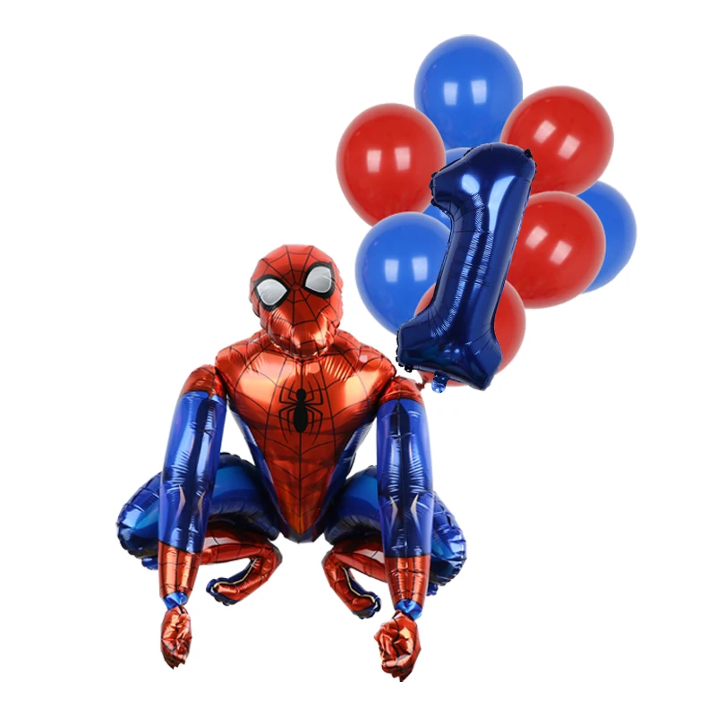 

1set 3D Big Spider Supper Hero Man Mylar Foil Balloon Number Foil Balloons Birthday Party Decoration Supplies Children's Gifts