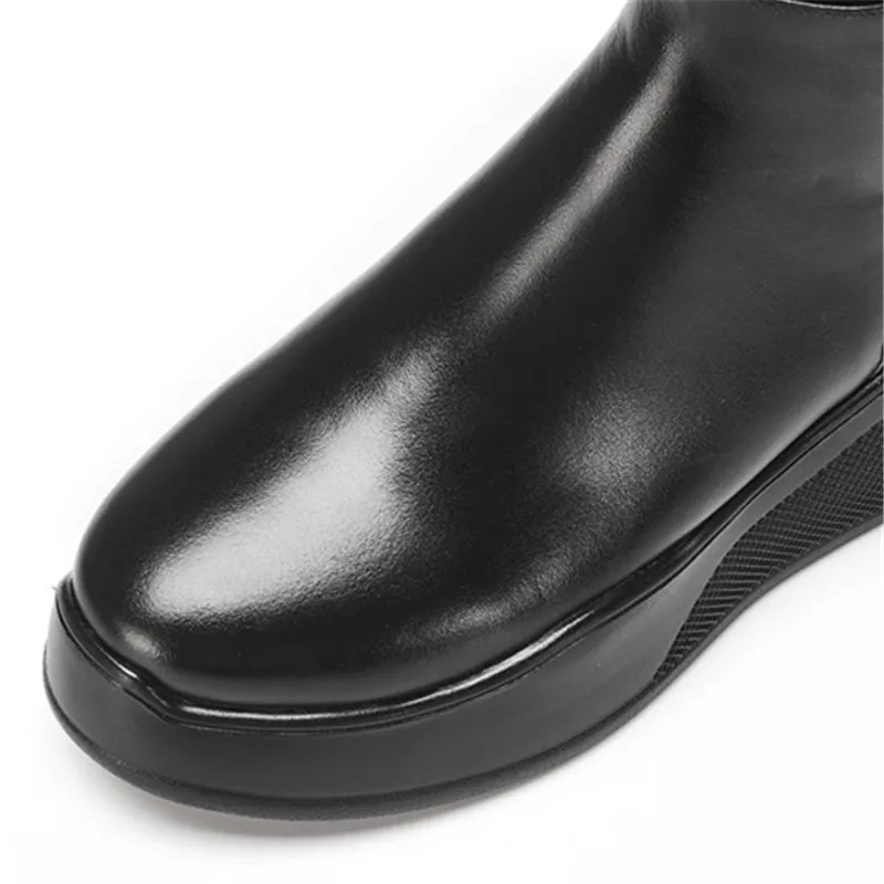 Женские Стрейчевые сапоги MORAZORA черные из натуральной кожи на молнии с пряжкой