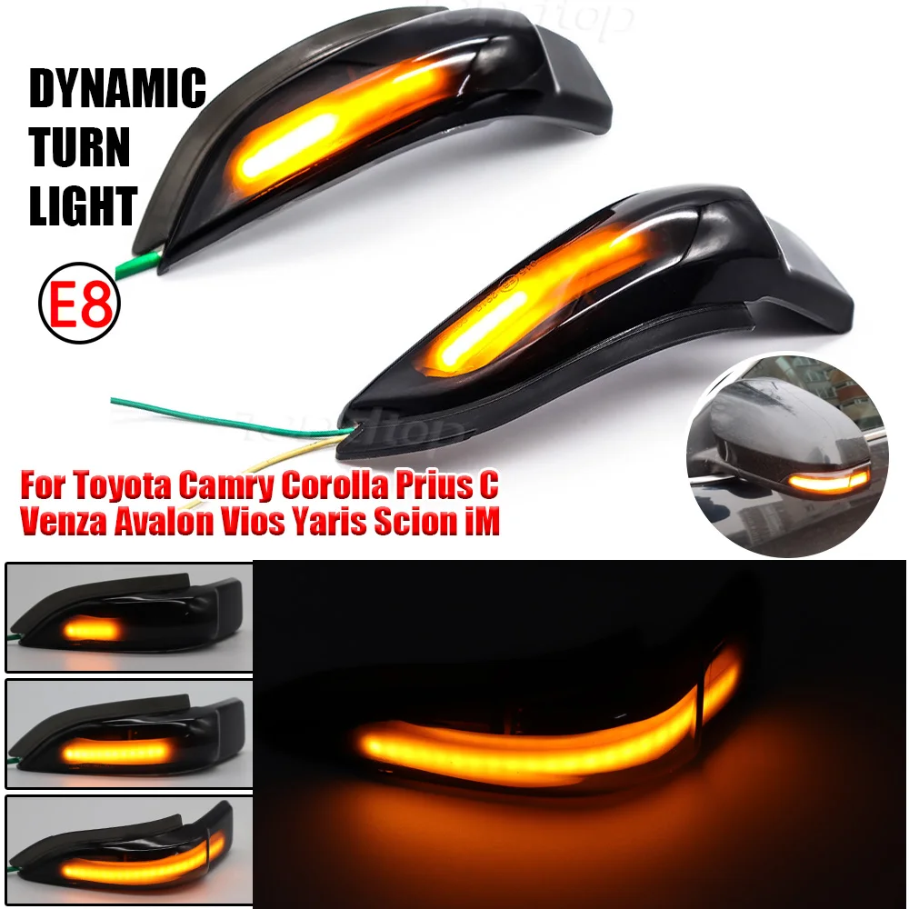 

For Toyota Corolla Camry Prius Vios CHR Yaris Venza Avalon Altis Dynamic Flowing Turn Signal Lamp Streamer Side Mirror LIght