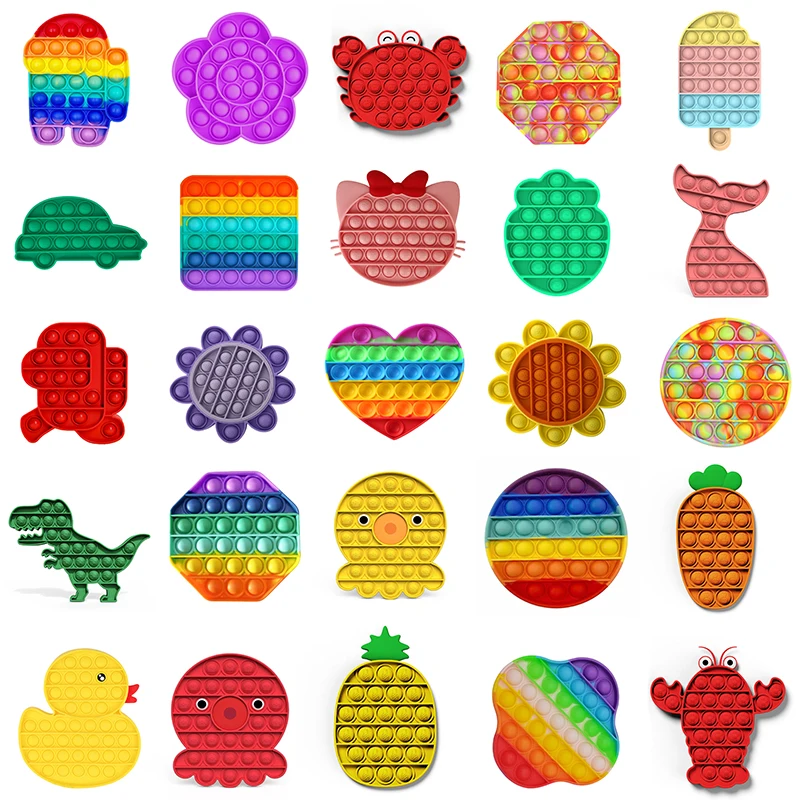 

New Push Bubble Fidget Antistress Toys Adult Kids Unicorn Dinosaur Pop Fidget Sensory Toy Autism Special Needs Stress Reliever