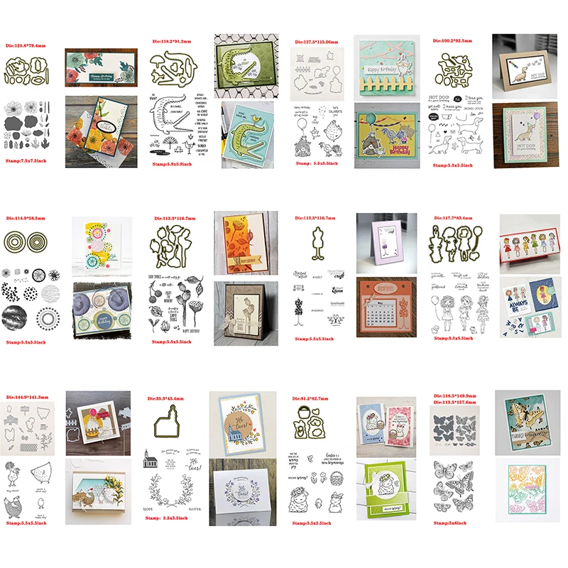 

New Girl Animal Plant Letter Hot Brand Metal Cutting Dies & Transparent Clear Stamps for Diy Scrapbooking Album Paper Card