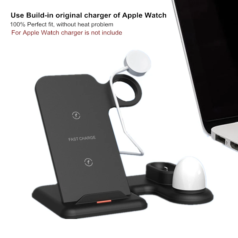 4 in 1 Fast Wireless Charger Stand For iPhone 11 Pro Max XR XS Dock Station for Apple Watch 5 3 2 Airpods | Мобильные телефоны и