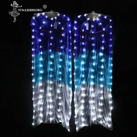 belly dance led fan accessories light led silk fans shiny women led light 1 pair belly dance veil performance props with battery