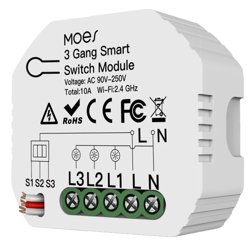 Умный мини выключатель света с поддержкой Wi Fi 3 клавиши 1/2 ходовой модуль Smart Life/Tuya