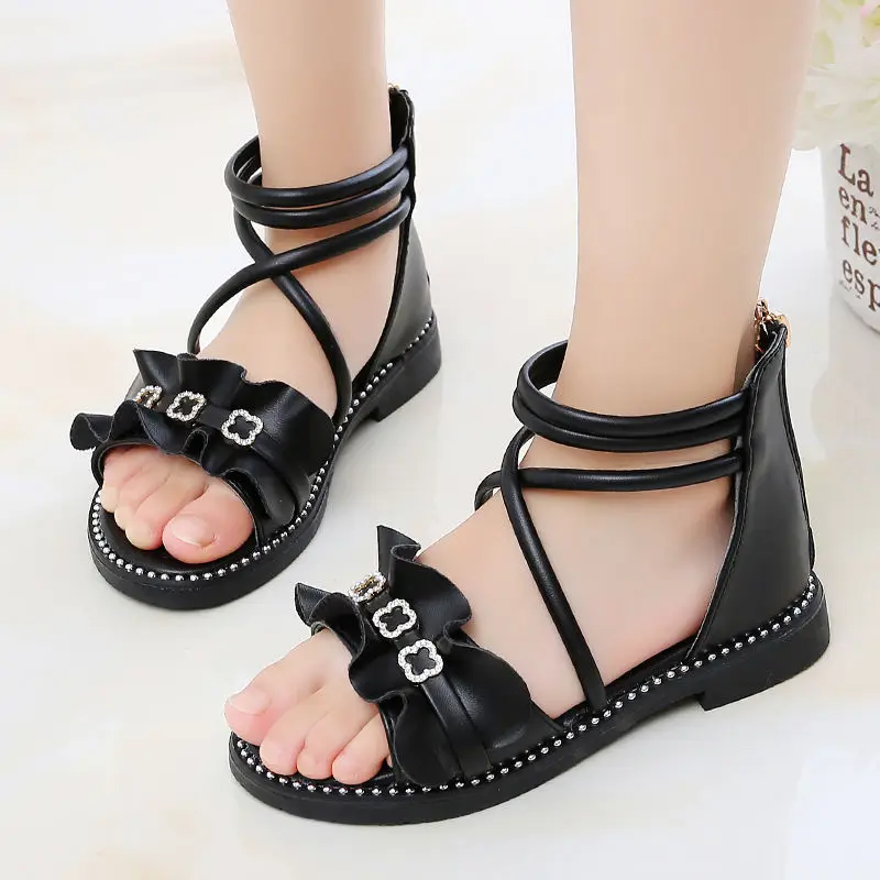 

Girls' sandals, fashion children's Korean version, big children's soft-soled princess sandals