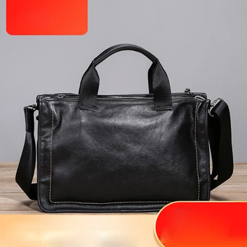 

Original leather handbag men's soft leather messenger bag casual men's first layer cowhide single shoulder briefcase
