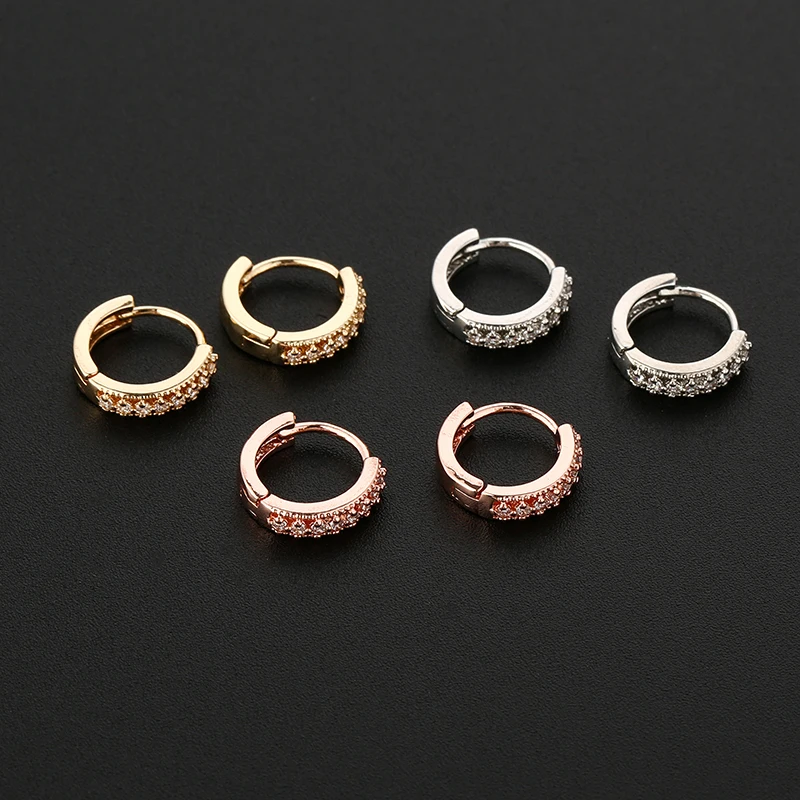 Богемные крошечные серьги-кольца с микро цирконием маленькие серьги-гвоздики