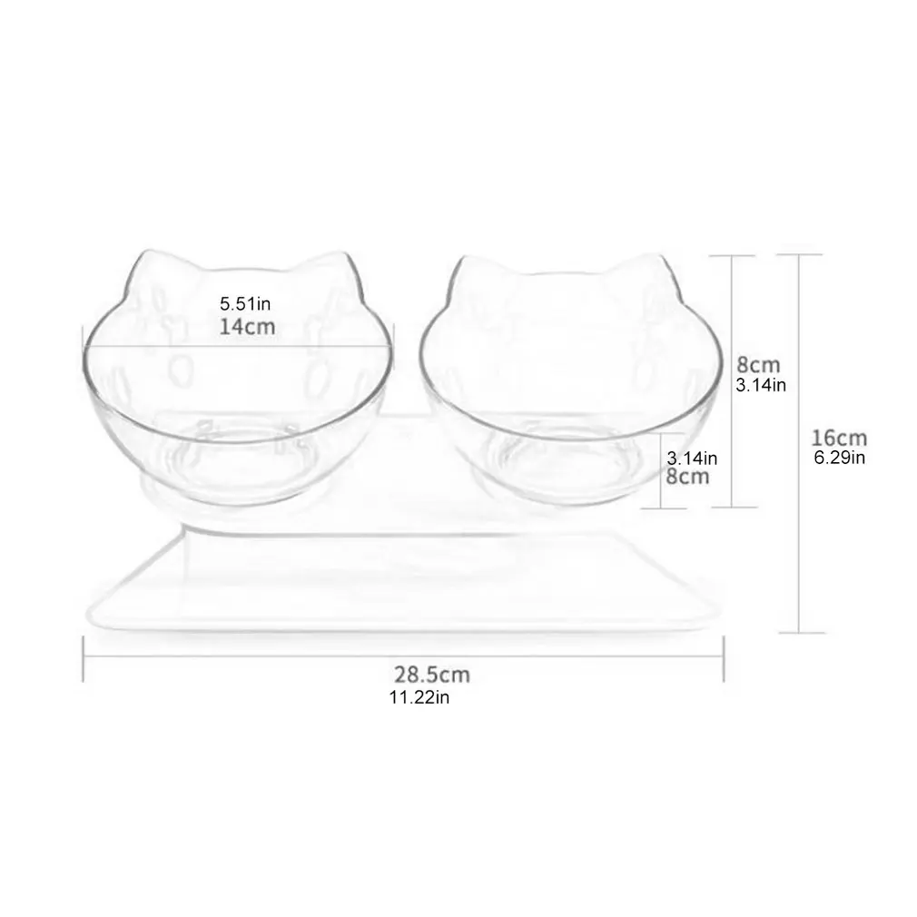 

Cat Double Bowl Cat Bowl Dog Bowl Transparent AS Material Non-slip Food Bowl With Protection Cervical Transparent Cat
