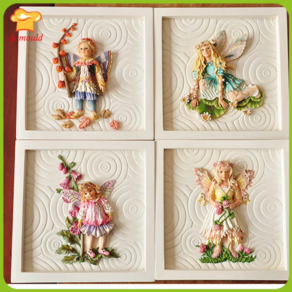 

Fairy Girl Silicone Molds Chocolate Fondant Baking Angel Flower Fairy Silicone Mould 3D Angel DIY Flower Clay Handmade Tools