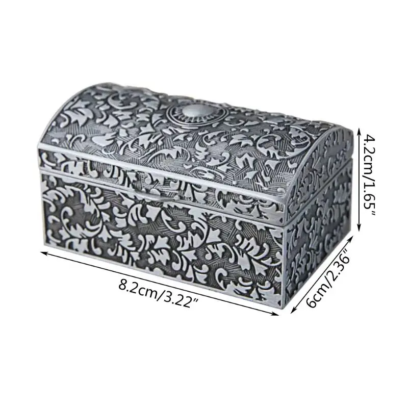 

Vintage Metal Jewelry Box Small Trinket Storage Organizer Box Chest Ring Case U50C