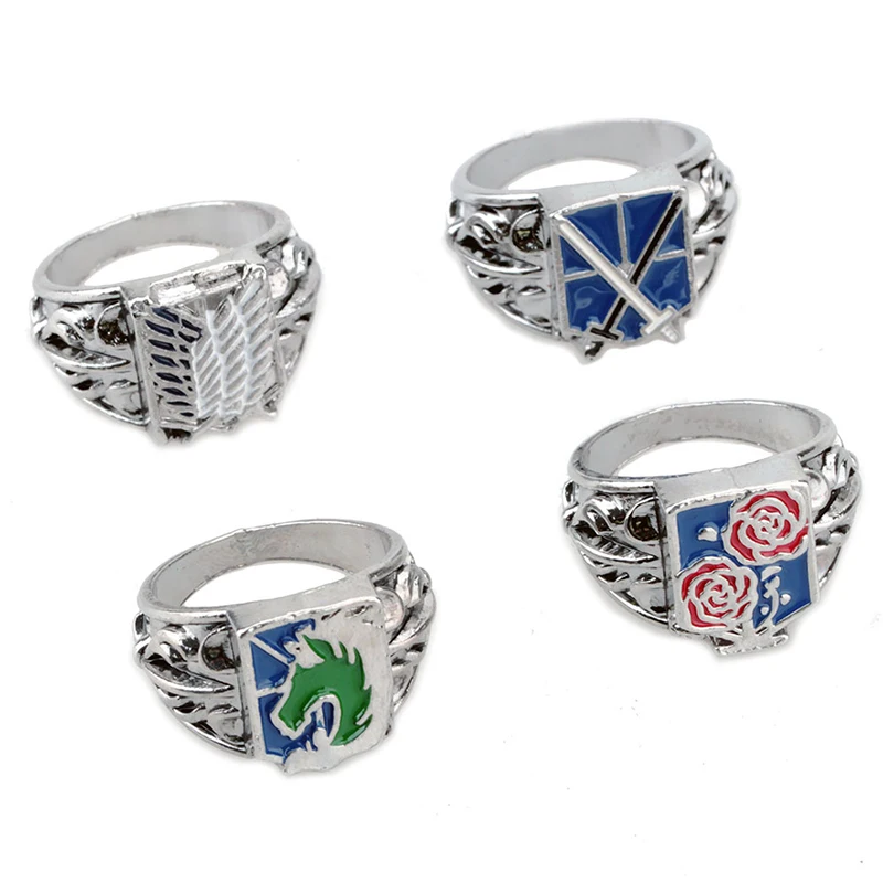 

New Anime Attack on Titan Ring Wings Of Liberty Rose Sword Flags Finger Ring Women Men Cosplay Party Accessories Fashion Jewelry