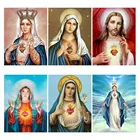 Алмазная 5d картина сделай сам, картина с религиозными мотивами, квадратная, круглая, золотая, с изображением Иисуса, Девы сердца, вышивка крестиком, декоративное искусство, хобби