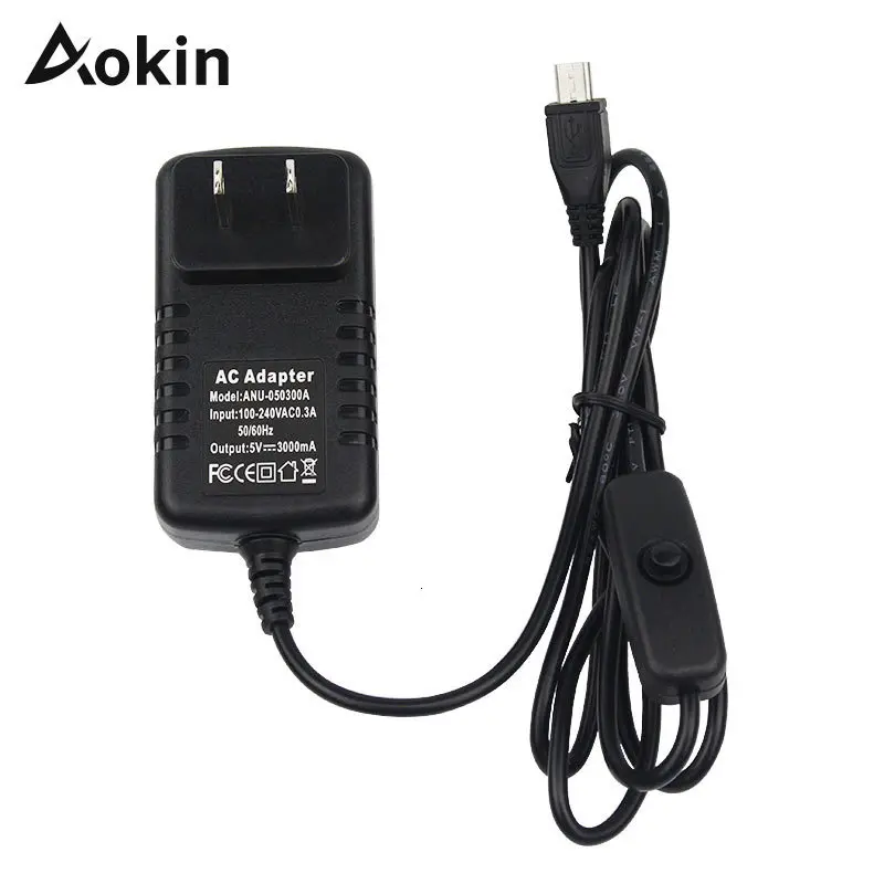 

5v 3a Power Supply Charger Ac Adapter Micro Usb Cable With Power On/off Switch For Raspberry Pi 3 Banana Pi Pro Model B B+ Plus