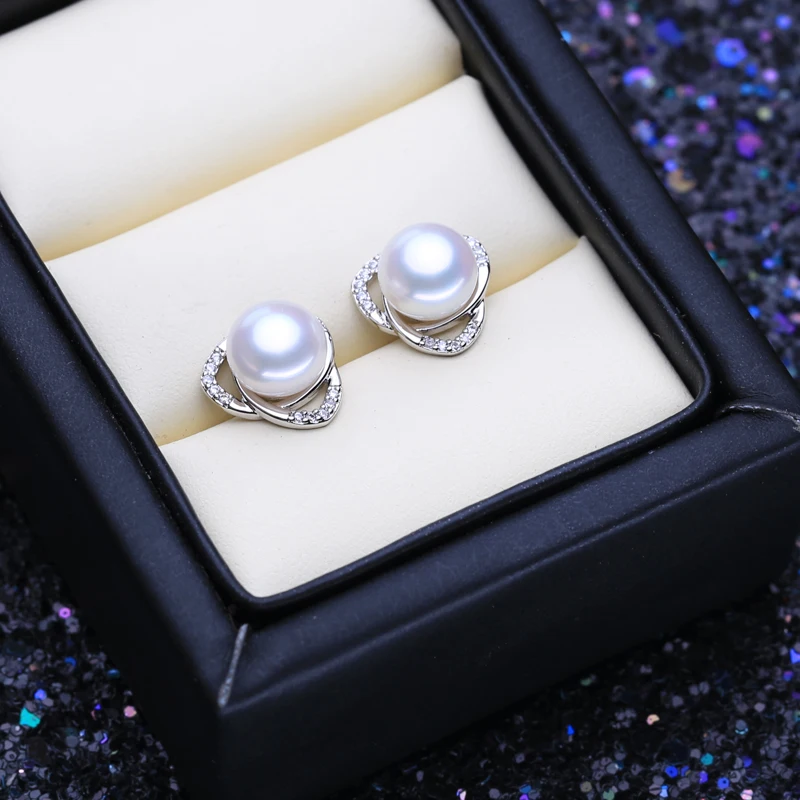 Женские серьги-гвоздики из серебра 925 пробы с натуральным жемчугом | Украшения и