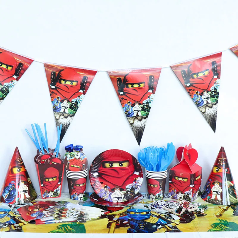 Украшения для дня рождения Ninjago шары мультяшная одноразовая посуда детские