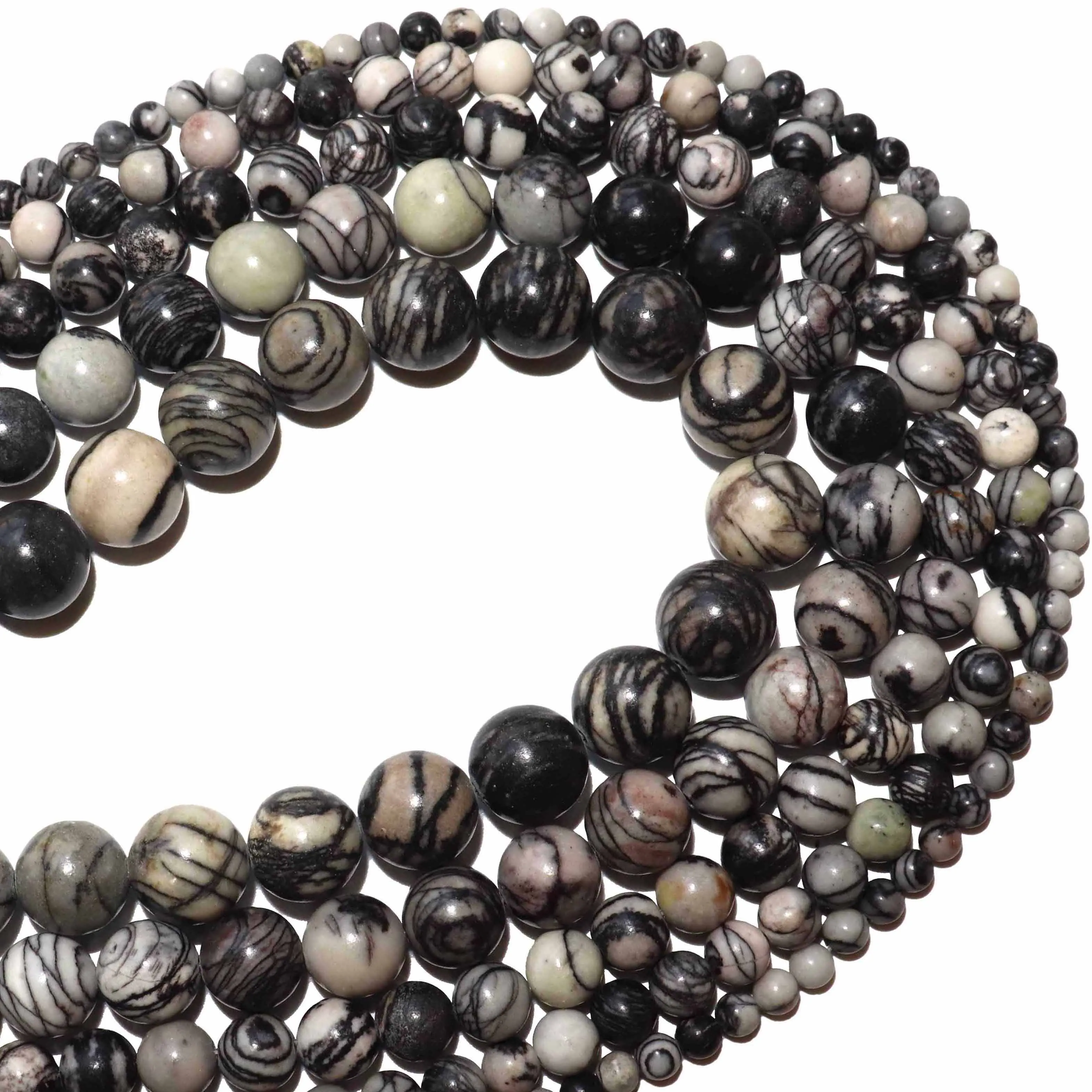 

Бусины из натурального черного сетчатого камня, круглые бусины-разделители 4, 6, 8, 10, 12 мм, выберите размер для изготовления ювелирных изделий...