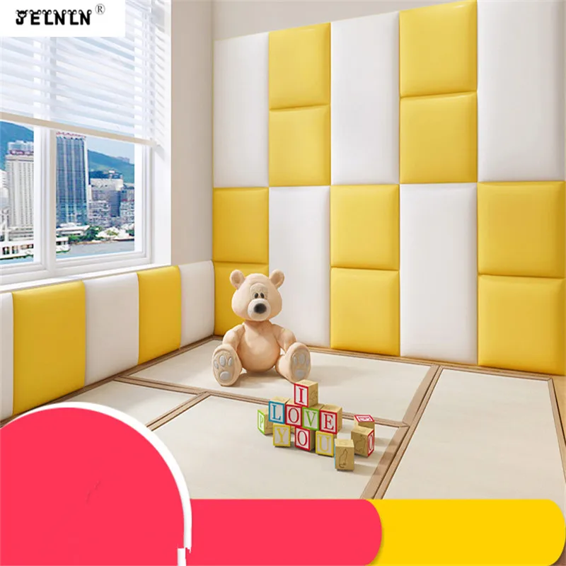 

Rectangular kids tatami wall bed backrest self-adhesive baby anti-collision soft bag early education kindergarten wall stickers