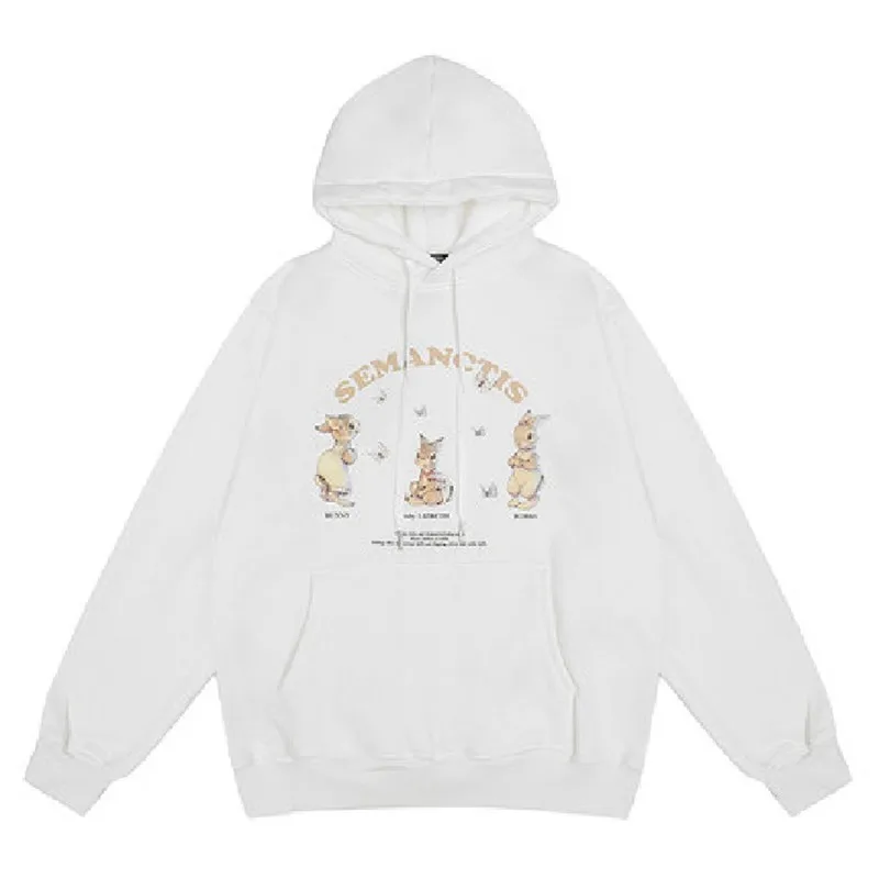 Harajuku Oversized Autumn Winter Printed Women Sweetshirts Hoodie Korean Style Loose Long Sleeve Retro Clothes Hooded Sweatshirt