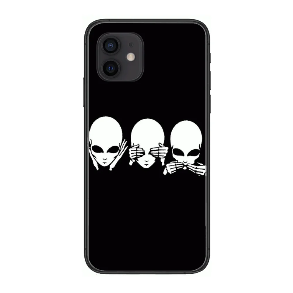 

Alien Space Style Phone Case cover For iphone 12 pro max 11 8 7 6 s XR PLUS X XS SE 2020 mini black cell shell