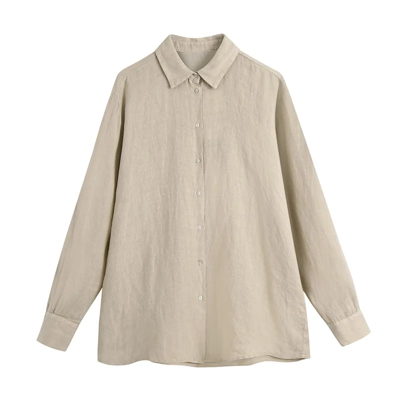 

TRAF 2021, женская обувь модные однотонные Цвет, длинный рукав, с отворотом, блузки в винтажном стиле, с длинным рукавом на пуговицах на шнуровке ...