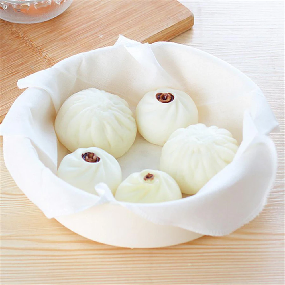 

5PCS Kitchen Utensils Cotton Gauze Steamer Cloth Non-stick Steamed Dumpling Cloth Steamer Breathable Bamboo Steamed buns