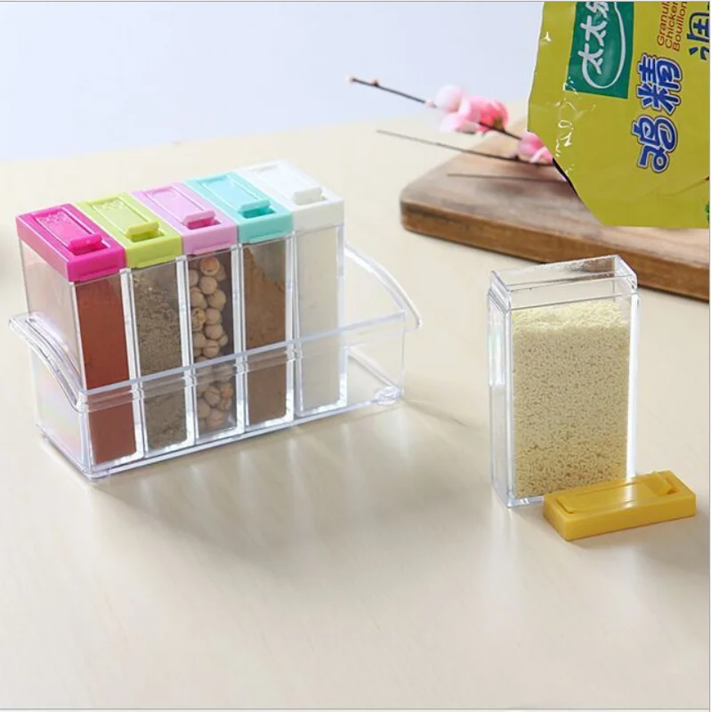 

Kitchen Seasoning Bottles Jars Boxes Plastic Spice Lid Can Sugar Layers Storage Organizer Box Home Organization Accessories Item