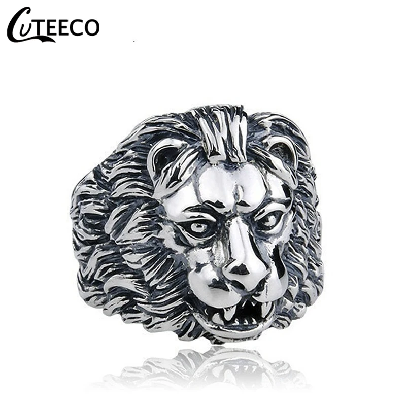 

CUTEECO Exaggeration Ferocious Animal Lion Rings For Men Zinc Alloy Tribal Totem Male Rings Party Punk Jewelry Dropshipping