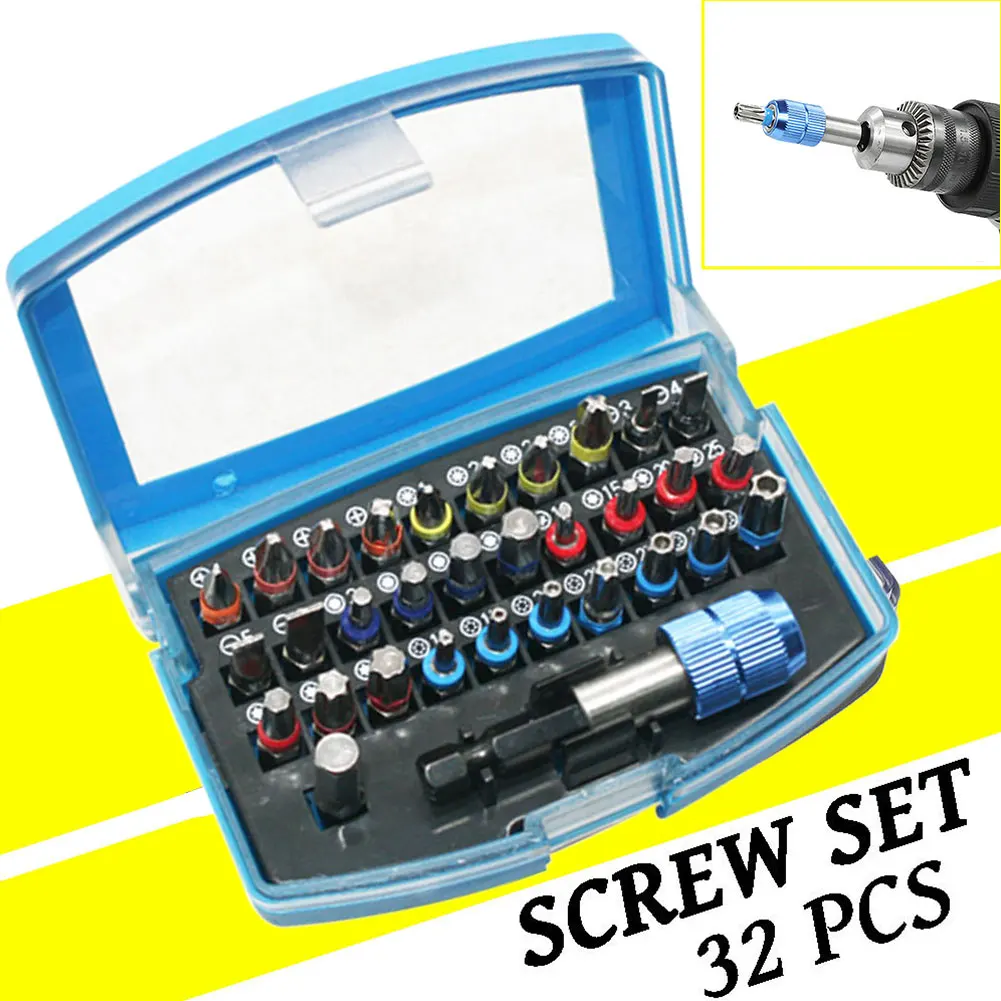

32pcs Electric Tools Metal Bit Group Screwdriver Head Set Magnetic Portable Household Practical Easy Install Hard Cross Word