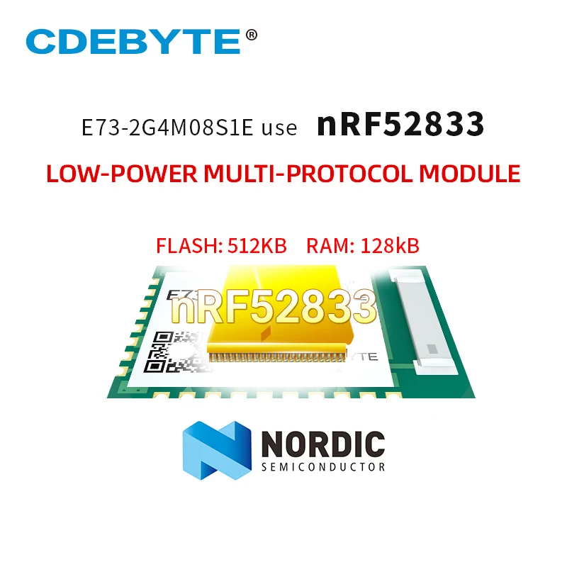 Многопротокольный беспроводной модуль SoC nRF52833 BLE 5 1 Zigbee Rf E73-2G4M08S1E IOT