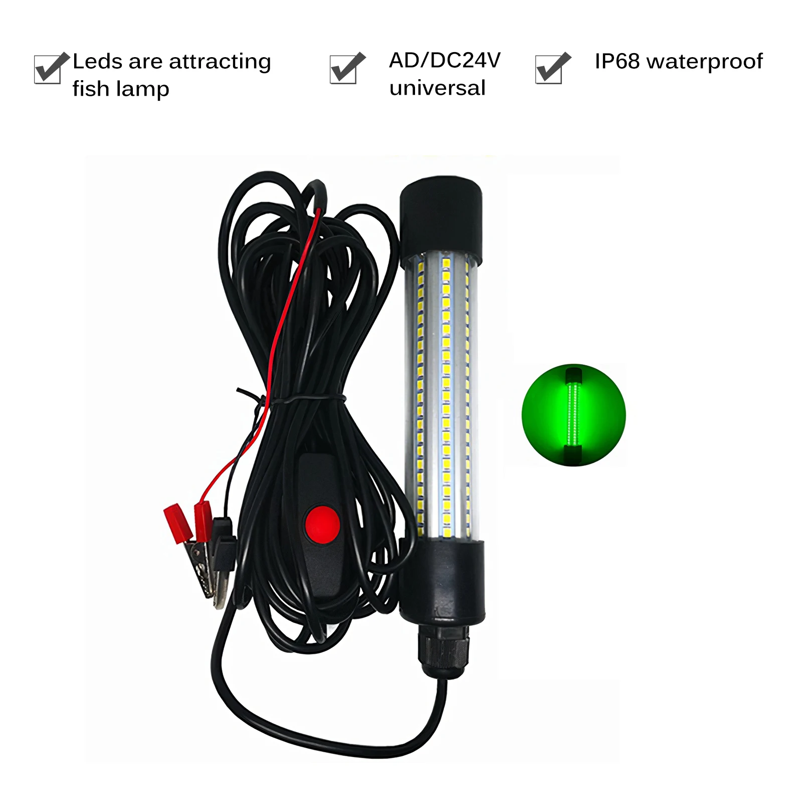 

12-24V Green Underwater Submersible Night Fishing Light 126 LED Collecting Fish Finder Lamp Attracts Prawns Squid Krill Lamp