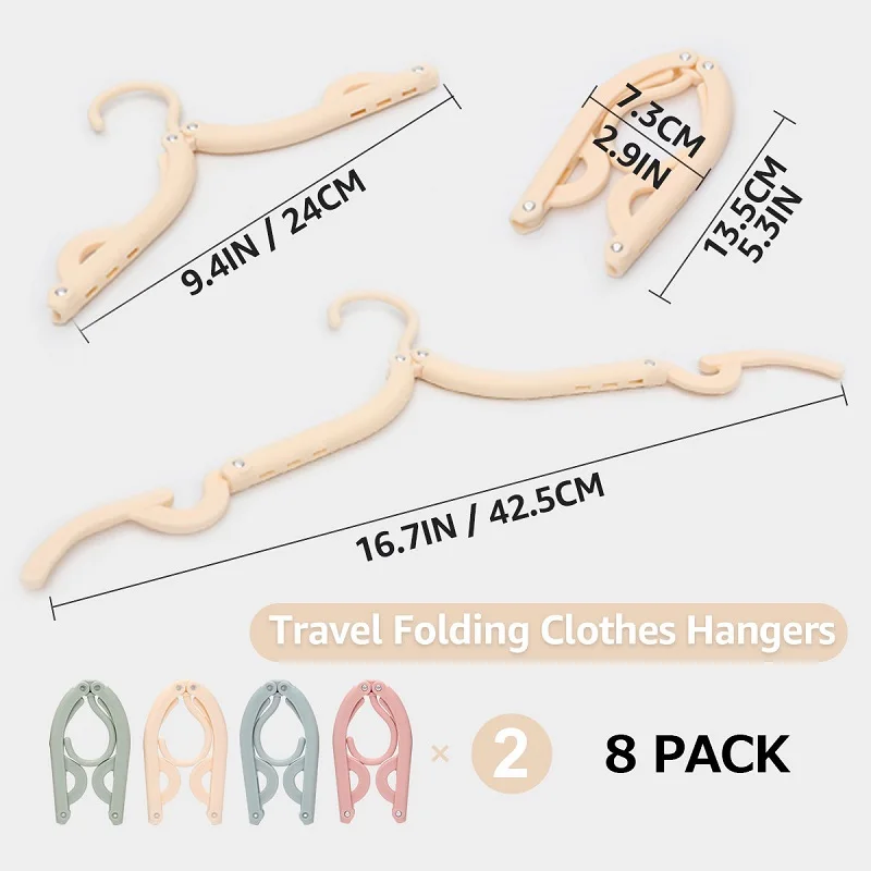 

8PC 16PC Plastic Foldable Hangers Travel Clothes Hanging Rack Portable Saving Space Travel Hanger Accessories Rack