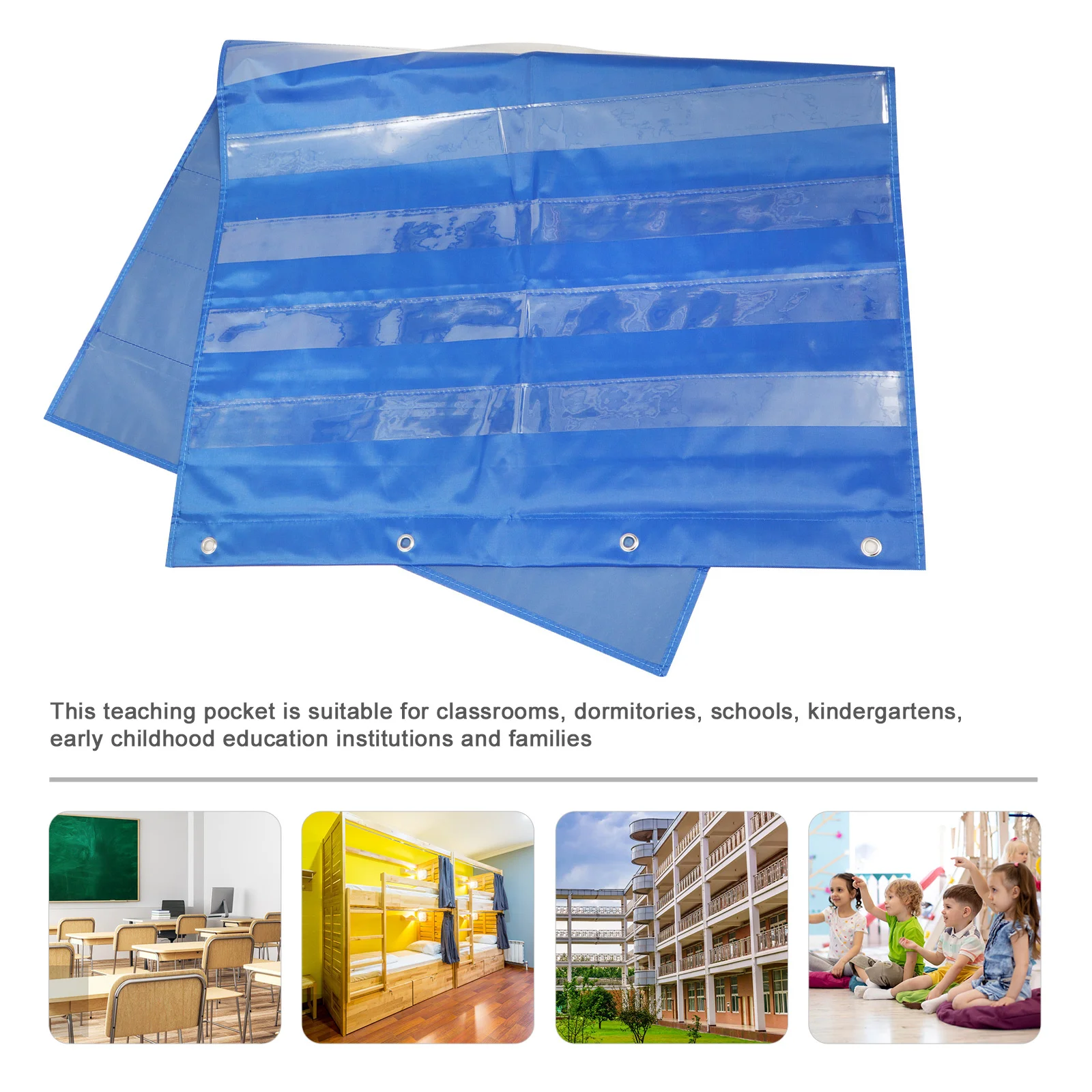 

1pc Transparent Pocket Charts Hanging Storage Bag Teaching Chart Pouch