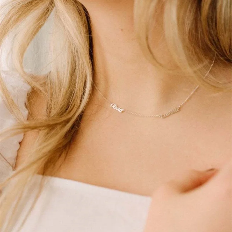

Personalized Multiple Name Necklace Jewelry Chain Pendant Name Gold Necklace For Women Custom Stainless Steel Gifts