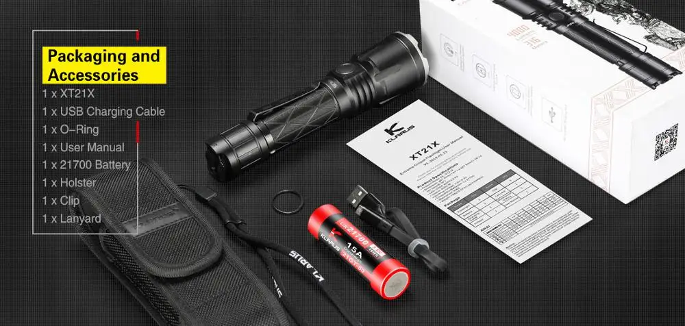 2019 Оригинал Klarus XT21X светодиодный фонарик CREE XHP70.2 Макс 4000 люмен зарядка через USB