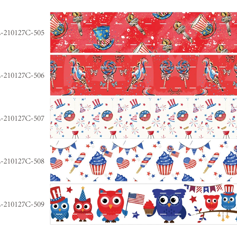 

printed July 4th grosgrain ribbon cartoon independence Day (50 yards/lot) 2021 New style